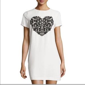 Cece Embroidered Black Heart Shift Dress